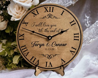 Custom Wedding Clock Personalized Anniversary Gift Wedding Gift for Bride Valentines Day Gift for Wife 1st Anniversary Gifts for Wife