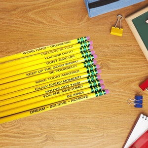 Back to School Inspirational Pencils - Personalized Pencil for Student - Motivation Pencils - Teacher Gift - Kid Gift - School Supplies