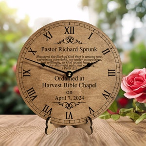 Ordained Pastor Gift - Pastor Installation Clock - Ordination Gift for Pastor - Ordination Ceremony - New Pastor Gift - Ordained Minister
