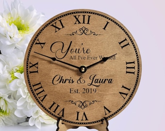 Wedding Personalized Clock Custom Wedding Clocks Anniversary Gift for Couples Wedding Table Decor 1st Anniversary Gift By Year for Wife