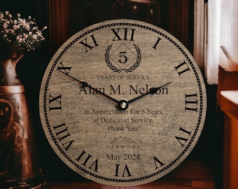Years of Service Award - Personalized Employee Service Award Gift - Years of Service Clock - Employee Work Anniversary - Employee Gift Ideas