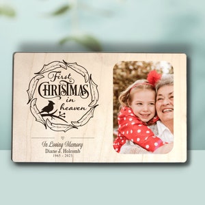 First Christmas in Heaven - Memorial Gift for Loss of Grandma Granddad - Personalized Memorial Photo Frame - Sympathy Gift - Condolence Gift