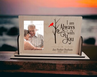 I Am Always With You - Memorial Gift - Loss of Mother Father - Personalized Photo Keepsake Sympathy Gift Wood Desktop Stand - Cardinal Tree