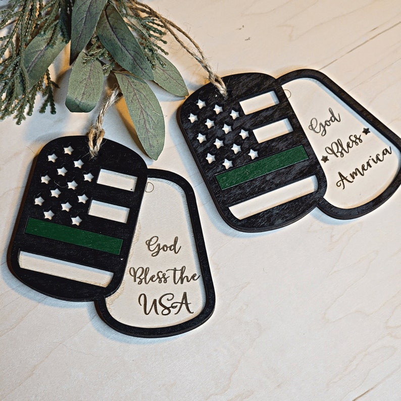Military Dog Tags Christmas Ornaments Personalized Military Etsy
