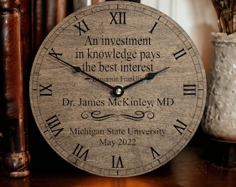College Graduation Gift Ideas - Class of 2024 Gift - Doctorate Gift - Gift to Doctor - Personalized Graduation Clock - Gift From Parents