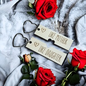 Mothers Day Gift for Mom - Like Mother Like Daughter Keychain - Custom Mother Daughter - Personalized Heart Keyring - Mommy and Me Keepsake