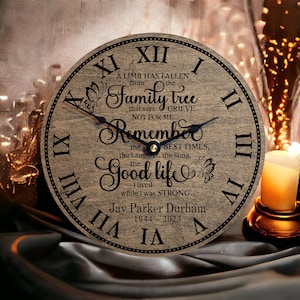 Keepsake Memorial Gift Personalized Memorial Clock A Limb Has Fallen In Memory Of Remembrance Gift for Loss Sympathy Gift for Family