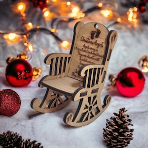 Personalized Memorial Ornament Christmas - Mini Rocking Chair Memorial - Christmas Angel in Heaven - Unique Remembrance of Loss of Loved One