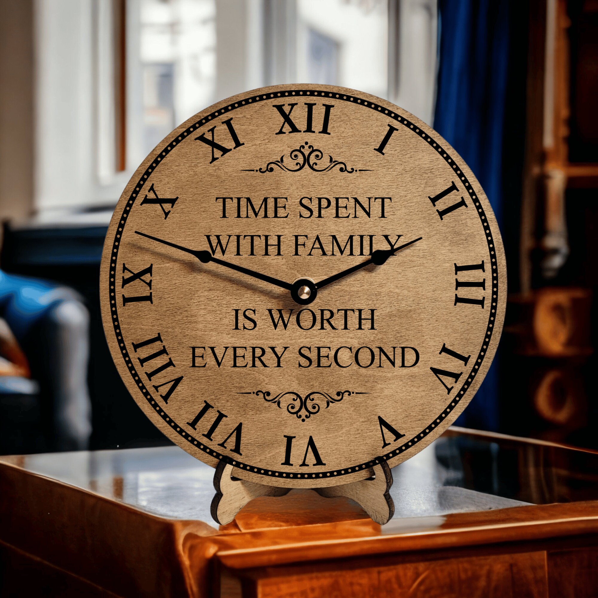 Time Spent With Family Clock - Wood Home Decor Wall Clock - Clock for ...