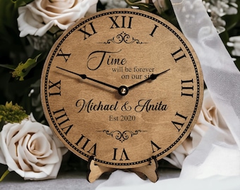 Personalized Wedding Anniversary Clock Custom Anniversary Gift for Wife Wedding Gift for Bride Wedding Keepsake 5th Anniversary Gifts Wife