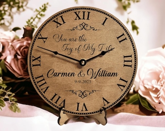Personalized Anniversary Clock - Wedding Anniversary Gift for Wife - Wood Anniversary for Her - Custom Valentine's Day Gifts for Couple