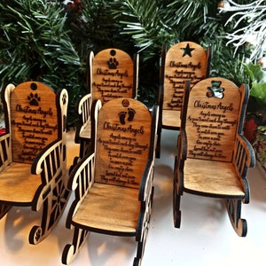 Rocking Chair Memorial Gift Christmas Ornament - Remembrance Personalized Gift - Christmas in Heaven Loss of Family Keepsake - Loss of Dad