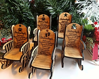 Rocking Chair Memorial Gift Christmas Ornament - Remembrance Personalized Gift - Christmas in Heaven Loss of Family Keepsake - Loss of Dad