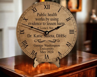College Graduation Gift Ideas - Class of 2025 Gift - Public Health Doctorate Gift - Personalized Grad Clock - DHSC Health Leadership