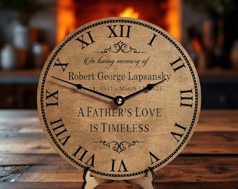 Memorial Gifts Dad - Personalized Memorial Gift for Loss of Father - A Father's Love Clock - In Loving Memory Memorial Gift for Son Daughter