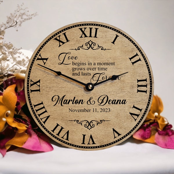 Wedding Clock • Personalized Wedding Gift • Anniversary Gift for Couples • Unique Wedding Decor • 1st Anniversary Gift for Husband and Wife