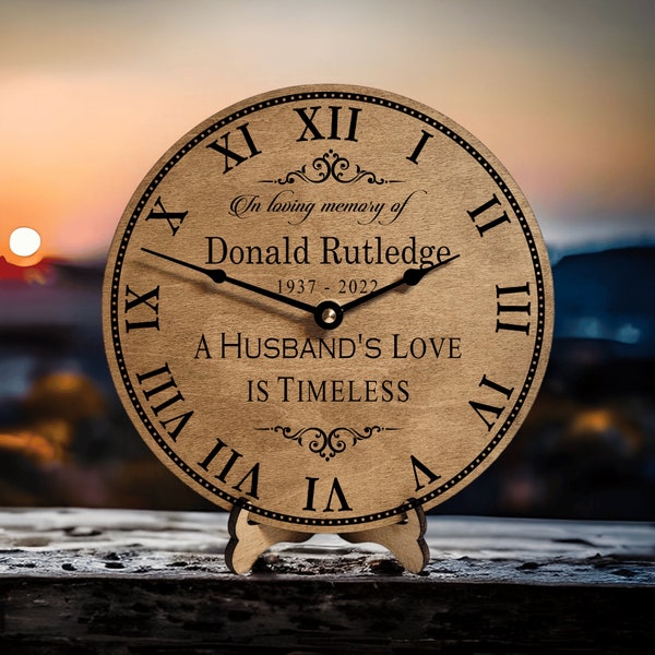 Memorial Gift Husband - Personalized Memorial Clock - Husbands Love Is Timeless - Grief Gift for Wife - Loss of Husband Widow Sympathy Gift