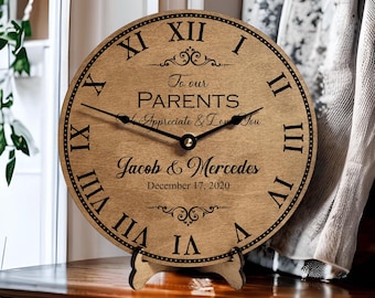 Wedding Day Gift to Parents Personalized Thank You Clock for Parents of Bride And Groom - Mother and Father Appreciation Gift for Wedding