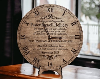 Pastor Retirement Gift - Pastor Retirement Clock - Pastor Appreciation - Pastor Moving Gift - Pastor Gift Ideas - Church Gift to Pastor