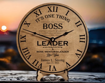 Management Gift - Personalized Gift for Boss Day - Leadership Clock - Female Boss Gifts - Male Boss - Appreciation Gift - Boss Leaving Gift