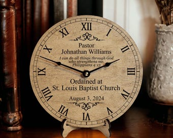 Ordained Pastor Gift - Pastor Installation Clock - Ordination Gift for Pastor - Ordination Ceremony - New Minister Gift - Philippians 4:13