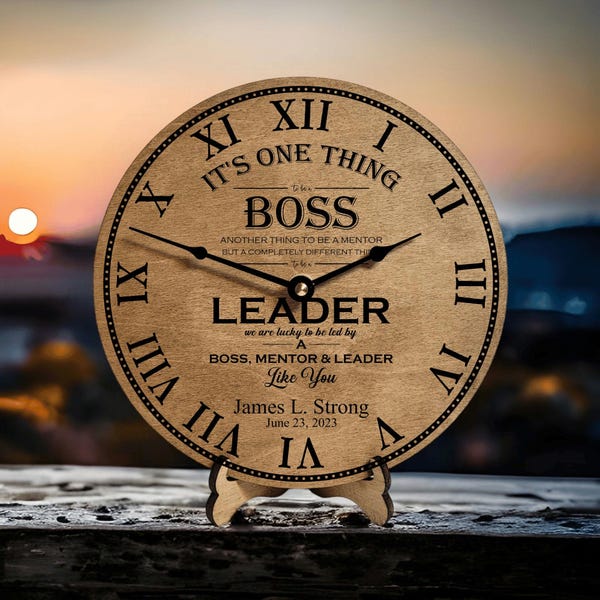 Management Gift - Personalized Gift for Boss Day - Leadership Clock - Female Boss Gifts - Male Boss - Appreciation Gift - Boss Leaving Gift