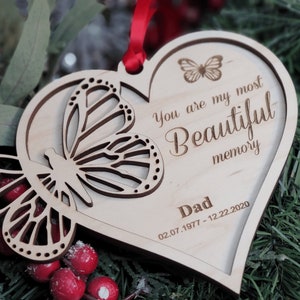 Personalized Memorial Ornament - Butterfly Heart Sympathy Gift - Christmas Ornament Memorial Keepsake - Loss of Loved One - Loss of Mother