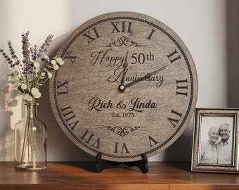 Happy 50th Anniversary Gift Wedding Anniversary Clock Personalized Gift for Couple Gift for Grandparents Anniversary Gift for Parents