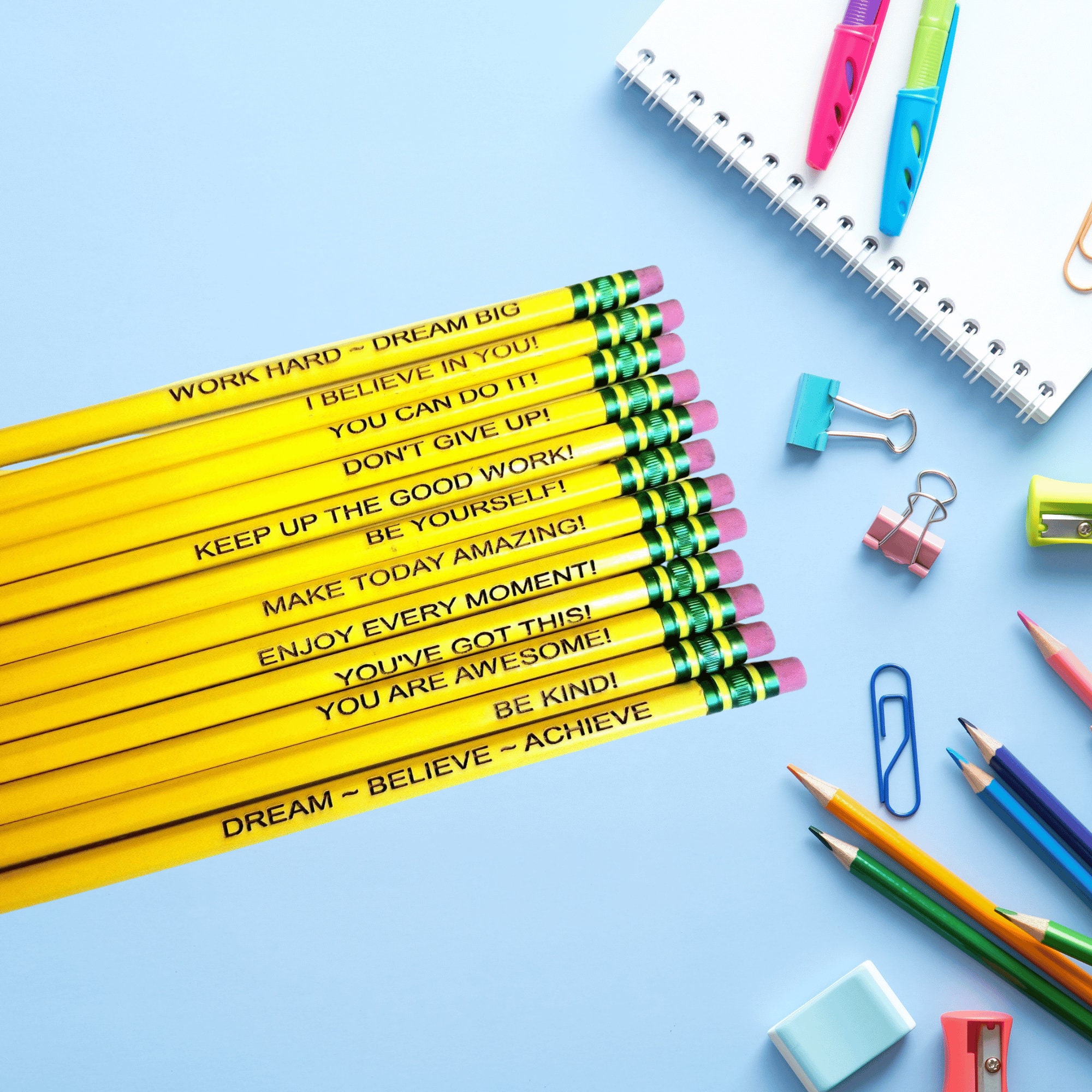 Back to School Practice Makes Awesome Engraved Pencil 6 Pack Yellow,  Teacher Gift, Motivational Pencils, Funny Pencils, Pencil Set, Student 