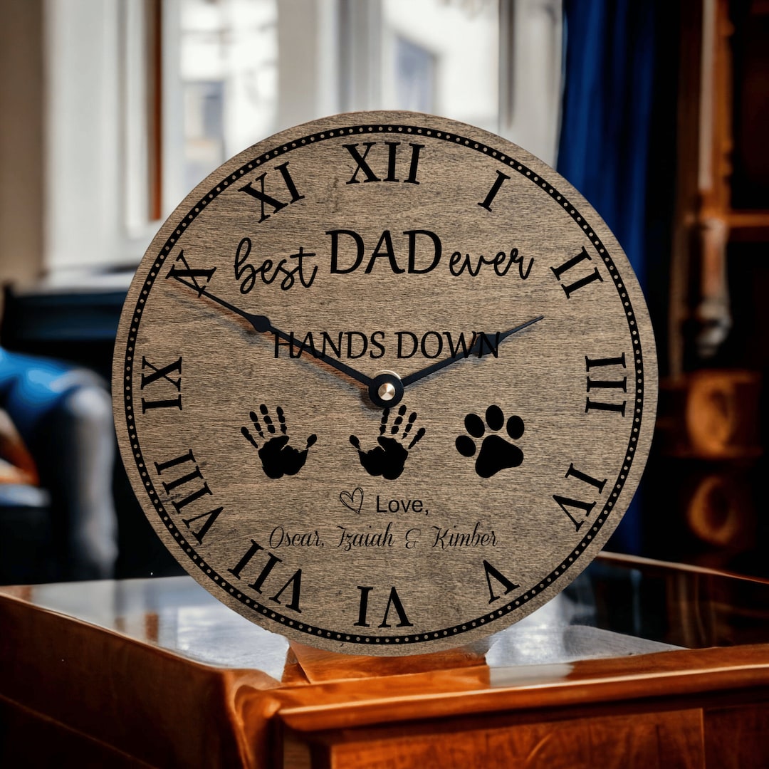 Best Dad Ever Hands Down Clock for Dad, Fathers Day Gift, Handmade Wood ...