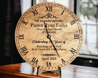 Pastor Anniversary Gift - Pastor Anniversary Clock - Church Gift to Pastor - Appreciation Gift - Religious Gift to Clergy - Pastor Gifts