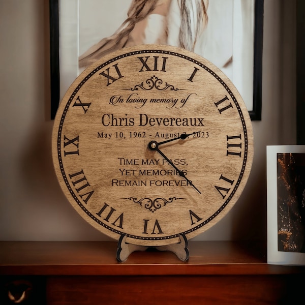 Memorial Gift for Coworker - Memorial Clock - Time May Pass Memories Remain Forever - In Loving Memory Of - Sympathy Gifts - Death of Friend