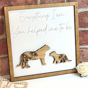Lion Sign Gift for Mom - Custom Gift for Step Mom - Animal Sign - Farmhouse Sign - Gift from Daughter - Mentor Gift - Unique 2025 Gifts