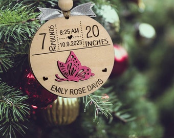 Baby's First Christmas Ornament, Newborn Stats Ornament, Animal Baby Stats Ornament, Baby's First Christmas 2025, Elephant Birth Stats