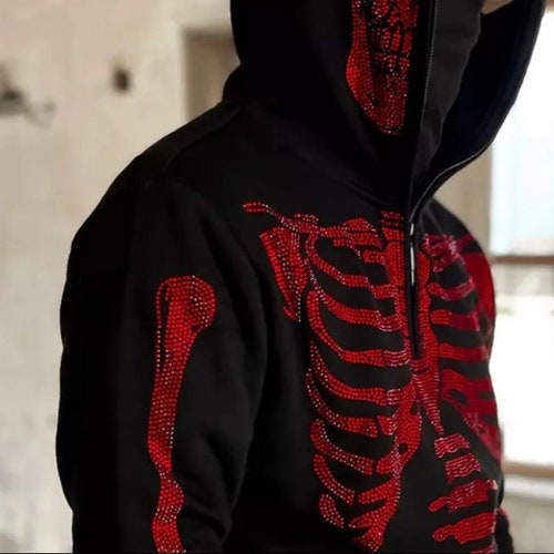 Streetwear Style Zip up Skeleton Hoodie Etsy