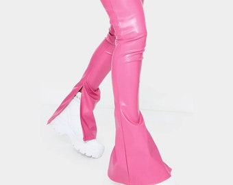 Pink Leather Pants - Etsy