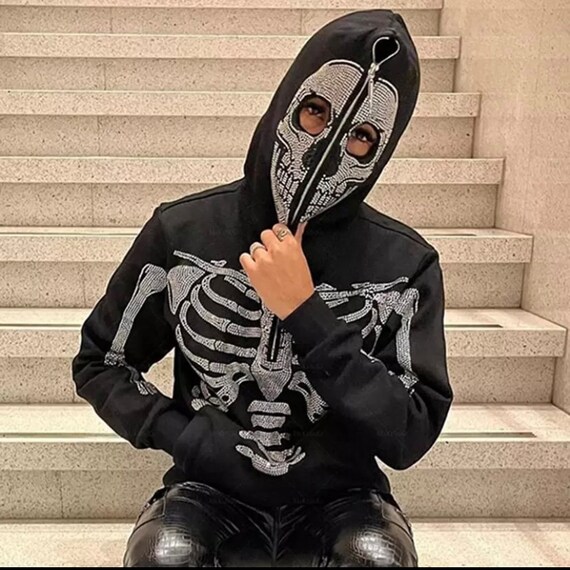 skull rhinestone hoodie