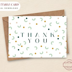 AFDRUKBAAR | Bedankkaart | Confetti | Gratis envelop | Digitale download | 5x7 PDF