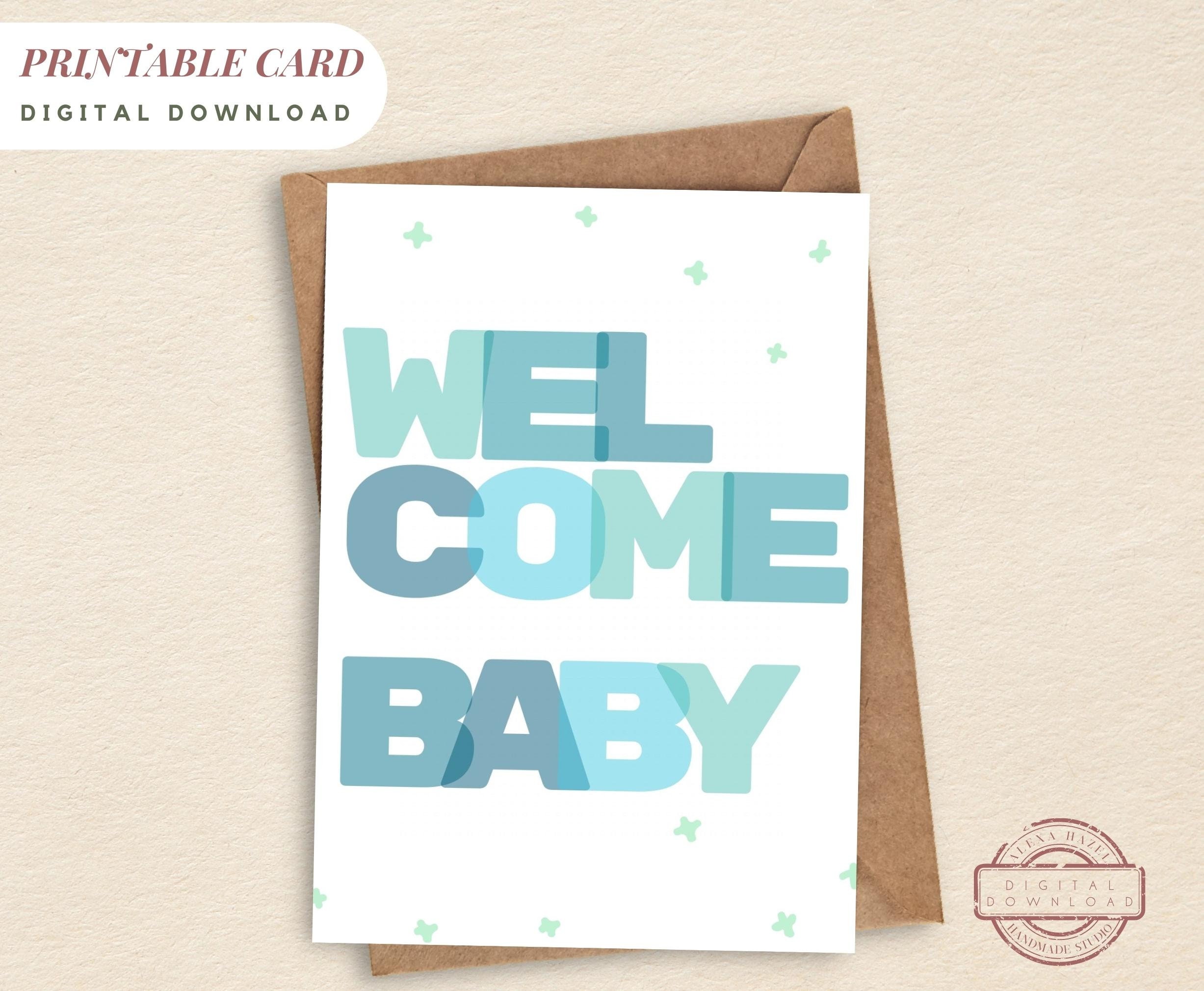 PRINTABLE New Baby Card Welcome Baby Boy Blue Baby Shower - Etsy PRINTABLE New Baby Card Welcome Baby Boy Blue Baby Shower - Etsy