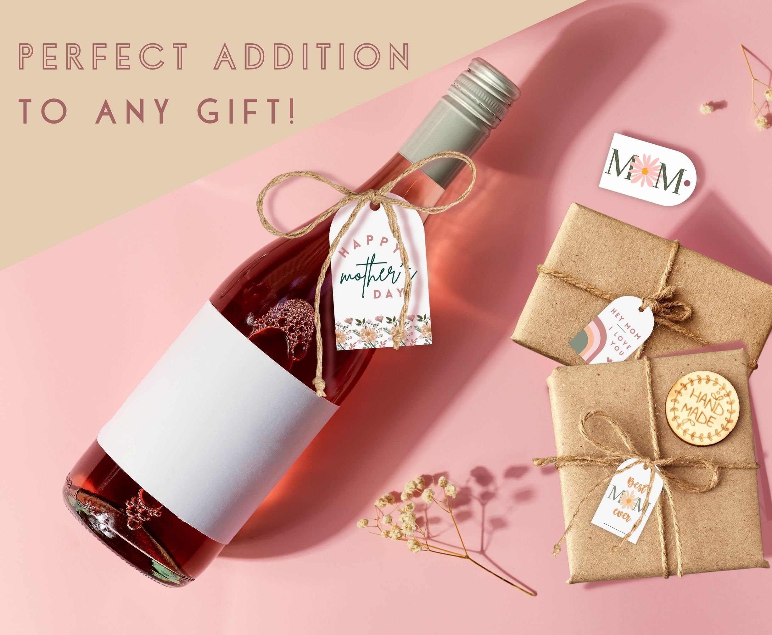 600-Piece Mother's Day Gift Tags & Stickers - Floral Hanging Labels With Twine