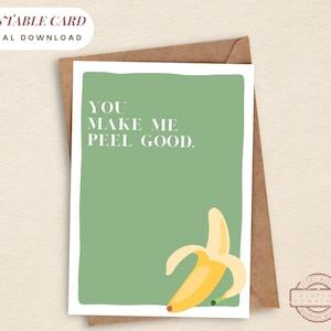 AFDRUKBARE | Je laat me goed schillen | Gratis envelop | Leuk gewoon omdat | Voedsel woordspeling kaart | Banaan grappig | Digitale download | Pdf