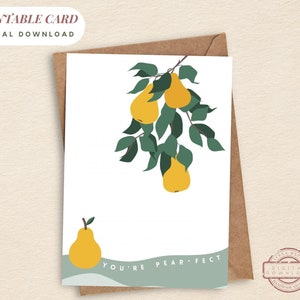 IMPRIMIBLE / Eres Pear-Fect / Sobre Gratis / Lindo Sólo Porque / Tarjeta de Aniversario / Tarjeta Fruit Pun / Tarjeta de Amor / Descarga Digital / PDF