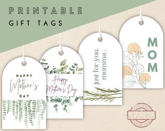 IMPRIMIBLE Mother's Day Gift Tags / 4 Estilos / Mothers Day Botanical Mom Tags / Descargar Mothers Day Printable Tags For Mom Day