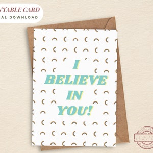 DRUCKBAR | I Believe in You Karte | Gratis Umschlag | Regenbogen | Ermutigungskarte | Digitaler Download | 7x5 PDF