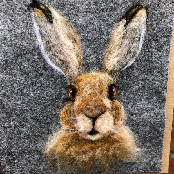 Henrietta Hare Premium Felted Greetings Card and Artwork