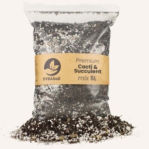 Kakteen & Sukkulenten Boden | 5L | Premium SYBASoil| Soilles media | Frei von Torf | Bio | Wiederverschließbarer Beutel | Handgemischt
