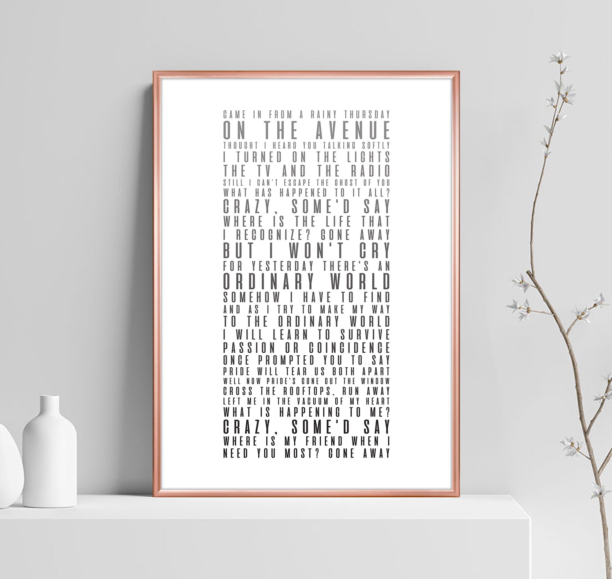 Ordinary World By Duran Duran Song Lyrics Wedding Song Etsy India