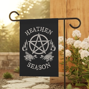 Halloween Garden Flag Heathen Season Yard Flag Funny Halloween Pagan Banner Mystical Occult Garden Flag Spooky Season Witchy Decoration