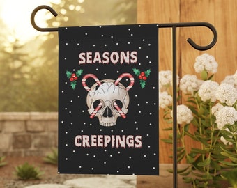 Goth Christmas Decor Gothic Spooky Christmas Yard Flag Dark Creepy Holiday Garden Flag Seasons Creepings Skeleton Christmas Home Decoration