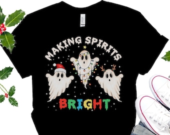 Ghost Christmas Shirt Goth Christmas Shirt Spooky Christmas Gift Funny Creepy Christmas Scary Dark Holiday Shirt Gothic Christmas Party Tee